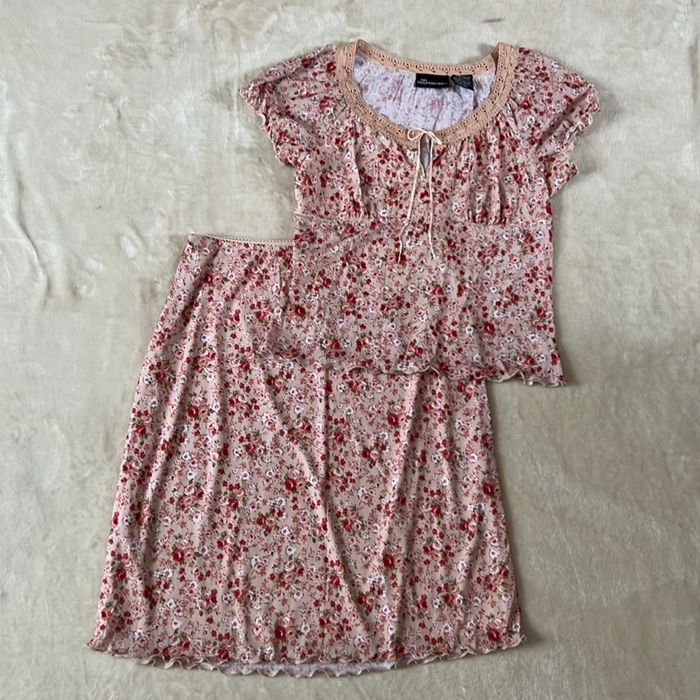 Coastal cowgirl Y2k set sheer juniors large skirt and top summer
